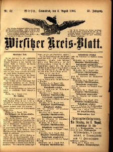 Wirsitzer Kreis-Blatt: herausgegeben vom Königlichen Landraths-Amte 1904.08.06 Jg.60 Nr62