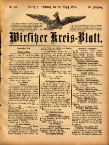 Wirsitzer Kreis-Blatt: herausgegeben vom Königlichen Landraths-Amte 1904.08.10 Jg.60 Nr63