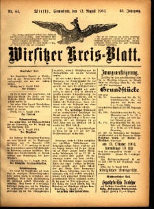 Wirsitzer Kreis-Blatt: herausgegeben vom Königlichen Landraths-Amte 1904.08.13 Jg.60 Nr64