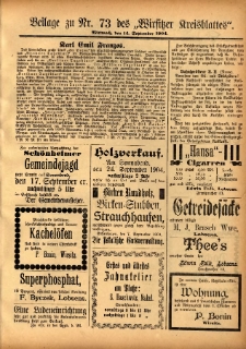 Beilage zu Nr.73 des „Wirsitzer Kreisblattes” 1904.09.14