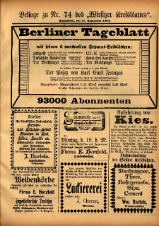 Beilage zu Nr.74 des „Wirsitzer Kreisblattes” 1904.09.17