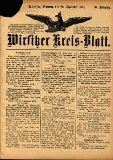 Wirsitzer Kreis-Blatt: herausgegeben vom Königlichen Landraths-Amte 1904.09.28 Jg.60 Nr77