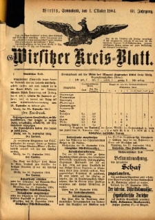 Wirsitzer Kreis-Blatt: herausgegeben vom K&ouml;niglichen Landraths-Amte 1904.10.01 Jg.60 Nr78