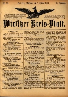 Wirsitzer Kreis-Blatt: herausgegeben vom Königlichen Landraths-Amte 1904.10.05 Jg.60 Nr79