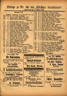 Beilage zu Nr.80 des „Wirsitzer Kreisblattes” 1904.10.08