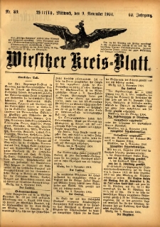 Wirsitzer Kreis-Blatt: herausgegeben vom Königlichen Landraths-Amte 1904.11.09 Jg.60 Nr89