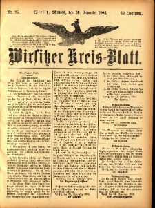 Wirsitzer Kreis-Blatt: herausgegeben vom Königlichen Landraths-Amte 1904.11.30 Jg.60 Nr95
