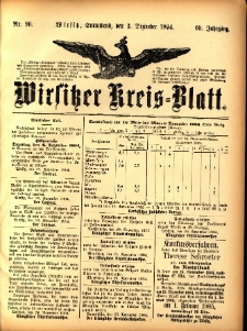 Wirsitzer Kreis-Blatt: herausgegeben vom Königlichen Landraths-Amte 1904.12.03 Jg.60 Nr96
