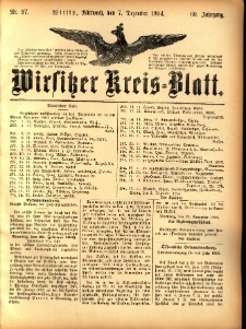 Wirsitzer Kreis-Blatt: herausgegeben vom Königlichen Landraths-Amte 1904.12.07 Jg.60 Nr97