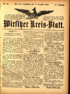 Wirsitzer Kreis-Blatt: herausgegeben vom Königlichen Landraths-Amte 1904.12.10 Jg.60 Nr98