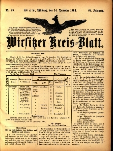 Wirsitzer Kreis-Blatt: herausgegeben vom Königlichen Landraths-Amte 1904.12.14 Jg.60 Nr99