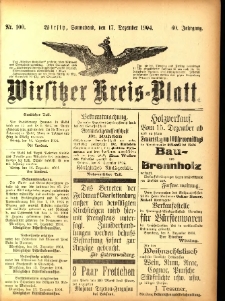 Wirsitzer Kreis-Blatt: herausgegeben vom Königlichen Landraths-Amte 1904.12.17 Jg.60 Nr100