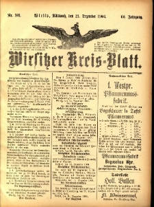 Wirsitzer Kreis-Blatt: herausgegeben vom Königlichen Landraths-Amte 1904.12.21 Jg.60 Nr101