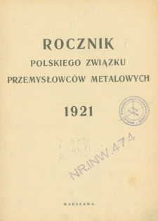 Rocznik Polskiego Związku Przemysłowców Metalowych 1921