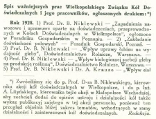 Spis ważniejszych prac Wielkopolskiego Związku Kół Doświadczalnych i jego pracowników, ogłoszonych drukiem