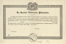 [Dyplom Inc.:] " "La Société Littéraire Polonaise fut fondée a Paris ..."