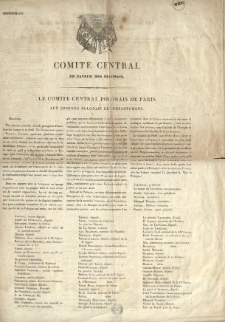 Comité Central en Faveur des Polonais : Le Comité Central Polonais de Paris aux Comités Polonais des Départemens