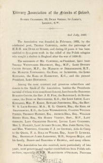 [Odezwa] Literary Association of the Friends of Poland, Sussex Chambers, 10, Duke Street, St James, London, S. W.