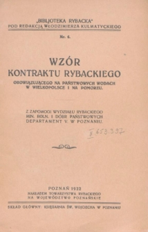 Wzór kontraktu rybackiego obowiązującego na państwowych wodach w Wielkopolsce i na Pomorzu