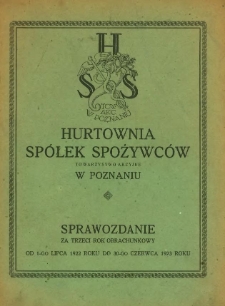 Sprawozdanie za trzeci rok obrachunkowy od 1-go lipca 1922 do 30-go czerwca 1923 roku.
