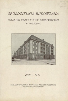 Spółdzielnia Budowlana Polskich Urzędników Państwowych w Poznaniu : 1920-1930