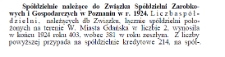 Spółdzielnie należące do Związku Spółdzielni Zarobkowych i Gospodarczych w Poznaniu w r. 1924