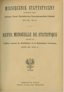 Miesięcznik Statystyczny Rok 1921 Tom 3