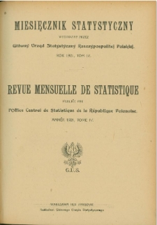 Miesięcznik Statystyczny Rok 1921 Tom 4
