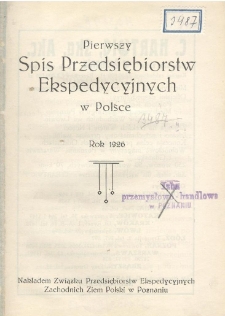 Pierwszy spis przedsiębiorstw ekspedycyjnych w Polsce 1926 r.