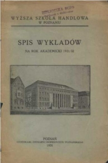 Spis Wykładów na Rok Akademicki 1931/32-1935/36, 1937/38