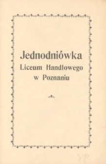 Jednodniówka Liceum Handlowego w Poznaniu