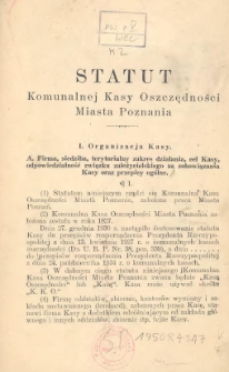 Statut Komunalnej Kasy Oszczędnościowej Miasta Poznania