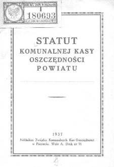 Statut Komunalnej Kasy Oszczędności Powiatu