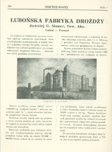 Lubońska Fabryka Drożdży dawniej G. Sinner, Tow. Akc. w Poznaniu