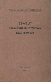 Statut Poznańskiego Ziemstwa Kredytowego