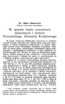 W sprawie listów zastawnych dolarowych i żytnich Poznańskiego Ziemstwa Kredytowego