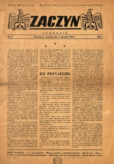 Zaczyn : tygodnik.1936.12.03 R.1 Nr1