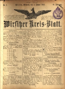 Wirsitzer Kreis-Blatt: herausgegeben vom Königlichen Landraths-Amte 1905.01.04 Jg.61 Nr1