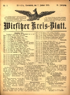 Wirsitzer Kreis-Blatt: herausgegeben vom Königlichen Landraths-Amte 1905.01.07 Jg.61 Nr2