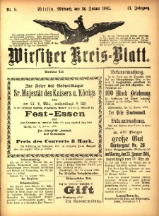 Wirsitzer Kreis-Blatt: herausgegeben vom Königlichen Landraths-Amte 1905.01.18 Jg.61 Nr5