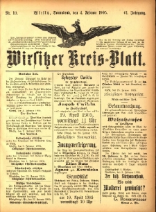 Wirsitzer Kreis-Blatt: herausgegeben vom Königlichen Landraths-Amte 1905.02.04 Jg.61 Nr10