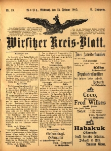 Wirsitzer Kreis-Blatt: herausgegeben vom Königlichen Landraths-Amte 1905.02.15 Jg.61 Nr13