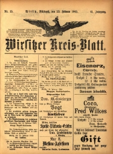 Wirsitzer Kreis-Blatt: herausgegeben vom Königlichen Landraths-Amte 1905.02.22 Jg.61 Nr15