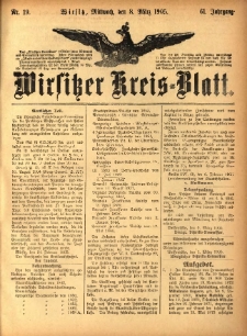 Wirsitzer Kreis-Blatt: herausgegeben vom Königlichen Landraths-Amte 1905.03.08 Jg.61 Nr19