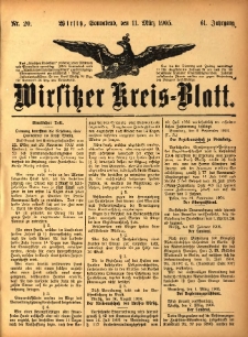 Wirsitzer Kreis-Blatt: herausgegeben vom Königlichen Landraths-Amte 1905.03.11 Jg.61 Nr20