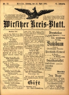 Wirsitzer Kreis-Blatt: herausgegeben vom Königlichen Landraths-Amte 1905.04.23 Jg.61 Nr32