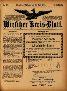 Wirsitzer Kreis-Blatt: herausgegeben vom Königlichen Landraths-Amte 1905.04.26 Jg.61 Nr33