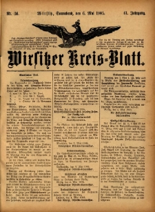 Wirsitzer Kreis-Blatt: herausgegeben vom Königlichen Landraths-Amte 1905.05.06 Jg.61 Nr36