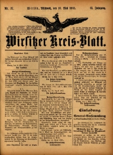 Wirsitzer Kreis-Blatt: herausgegeben vom Königlichen Landraths-Amte 1905.05.10 Jg.61 Nr37
