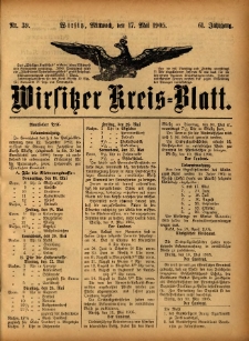 Wirsitzer Kreis-Blatt: herausgegeben vom Königlichen Landraths-Amte 1905.05.17 Jg.61 Nr39